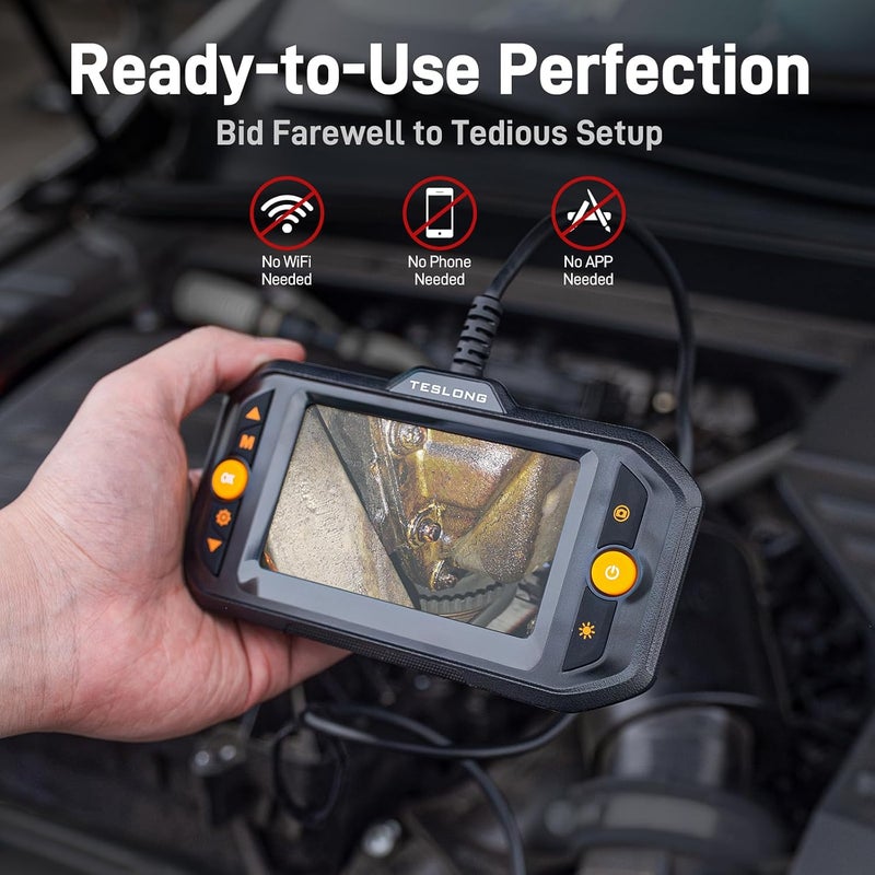 Teslong Dual Lens Endoscope with Light, Mechanic Borescope Inspection Camera, Fiber Optic Scope, Flexible Snake Probe for Automotive, HVAC, Wall & Home Inspections (16.5FT) - Image 3